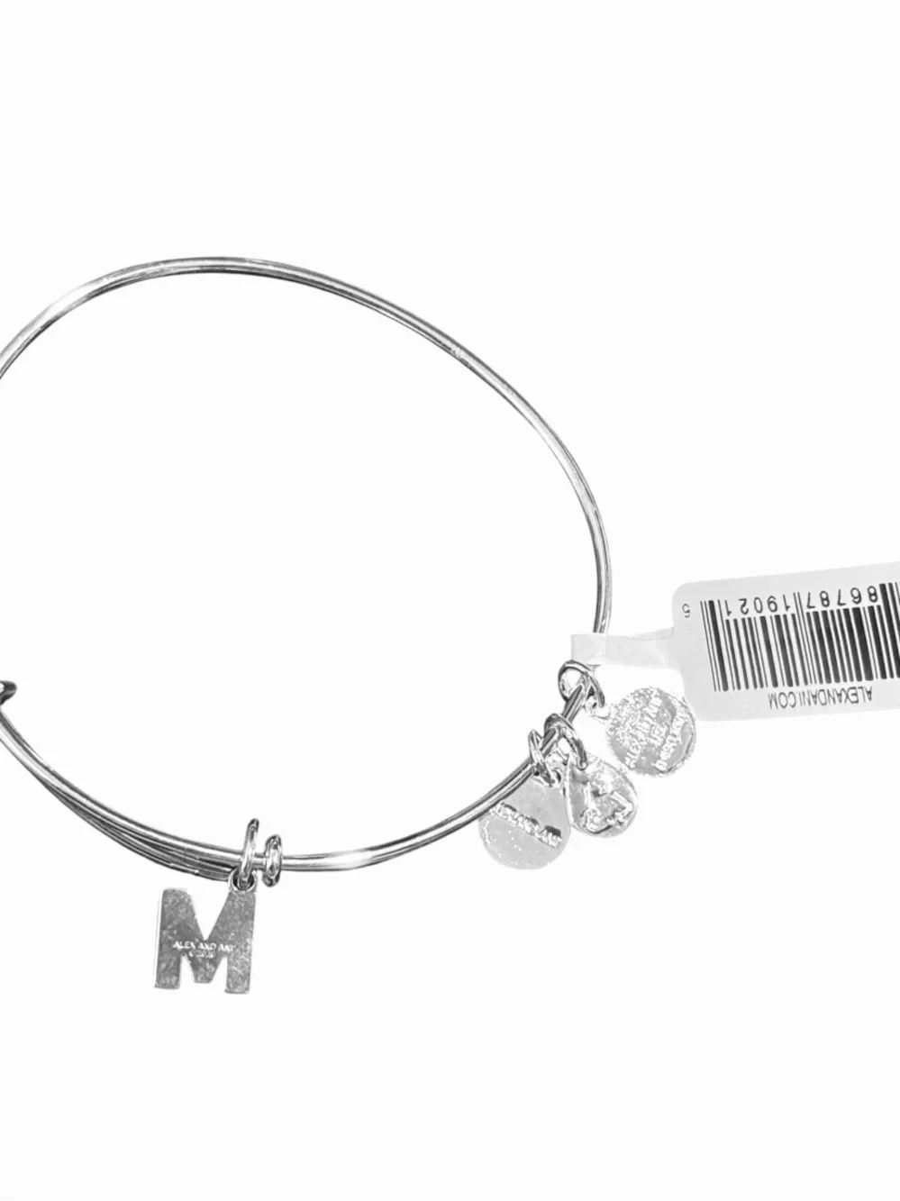 Alex and Ani Initial M Expandable Wire Bangle Bracelet Silver Tone NWT